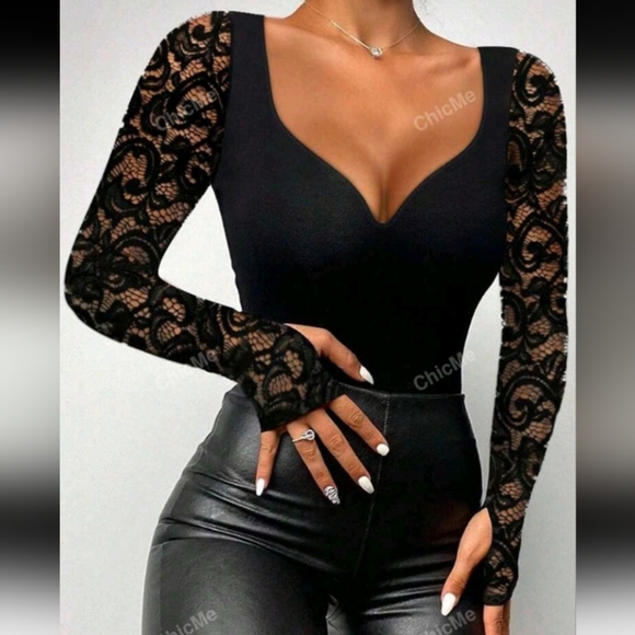 Sexy Slim Fit Long Sleeve Top Sweetheart Neck Casual Tee - Picture 1 of 3